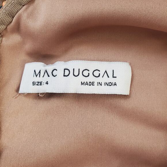 Mac Duggal 5539 High Slit Skirt V-Neck Dress Sequined Wrap Gown Copper Size 4 - Picture 13 of 16